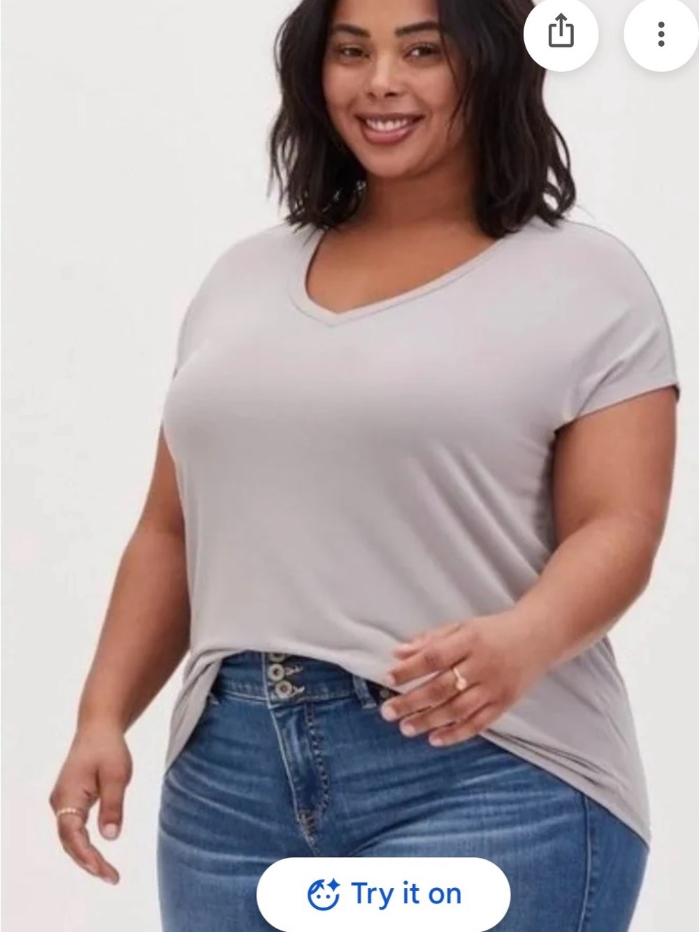 NWT Torrid Light Gray V-Neck Dolman Short Sleeve Tee